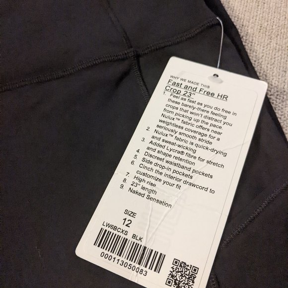 NEW Lululemon Fast and Free Crop sz. 12 - Picture 5 of 5